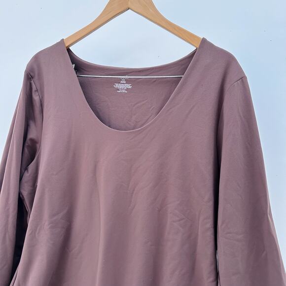 Nuuds Bodysuit Plus Size Brown Mocha Long Sleeve Scoop Neck Stretchy XXXL 3X - Picture 5 of 7